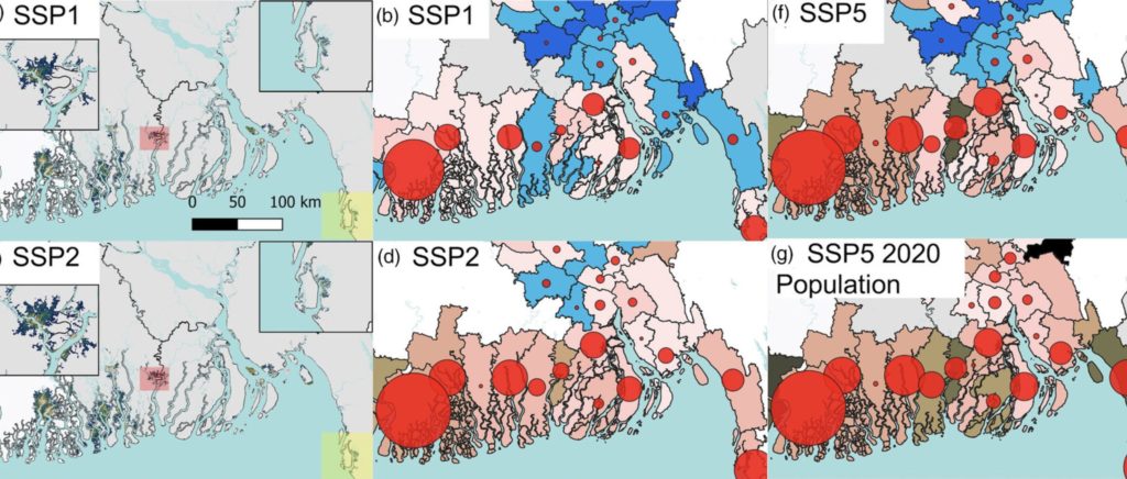 Diagram showing Increased population exposure to Amphan-scale cyclones under future climates