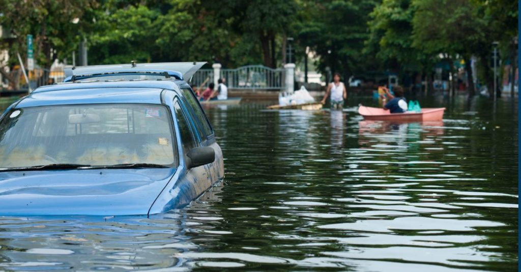 Car in flood water
