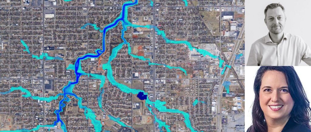 Flood model simulation of a city