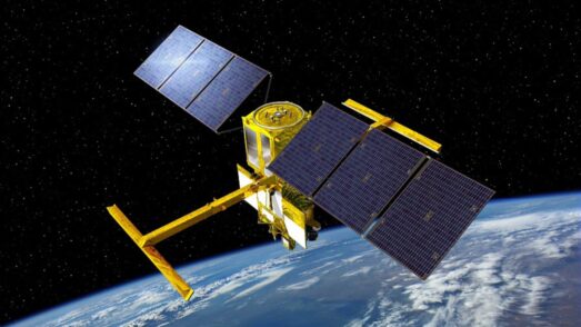 Artist's impression of SWOT satellite in orbit