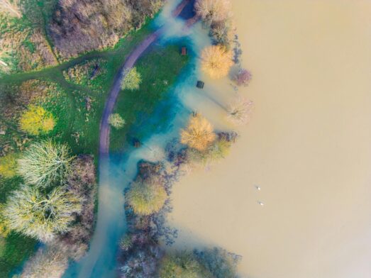 Aerial view floodplain - Pexels Mark A Jenkins