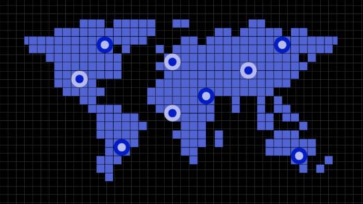 Global Flood Cat - blue grid of world map stylised with dots