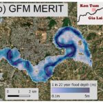 Flood hazard maps of Kon Tum, Vietnam. Three versions of a global flood model, each with a different underlying elevation dataset, are compared.