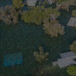 Aerial footage of a floodplain with binary code overlaid