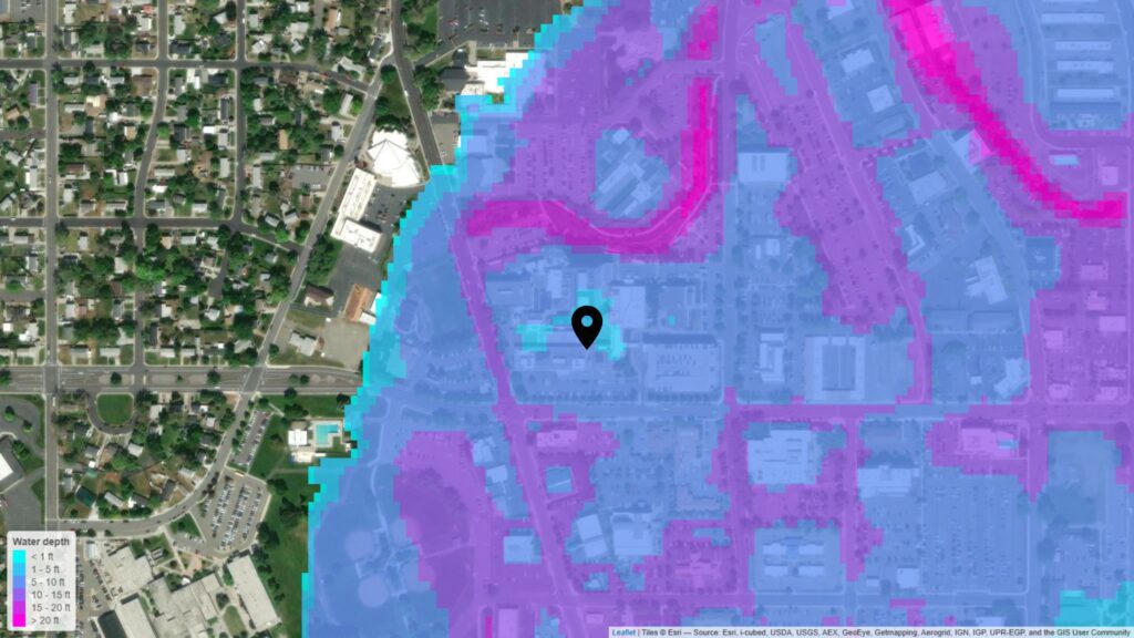 Medical center in Washington (1-in-100-year flood, fluvial, defended) - PIN